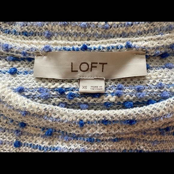 LOFT Light Blue & Cream Sweater Women XS - Picture 4 of 5